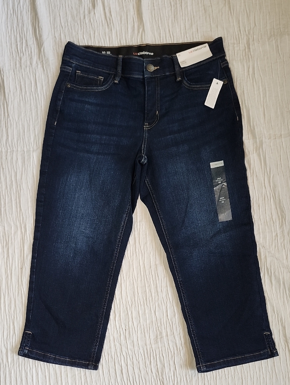 NWT Liz Claiborne Sara Crop Capri Jeans 10 Dark Wash